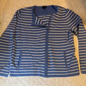 Talbots Blue Knit Zip Up Cardigan
